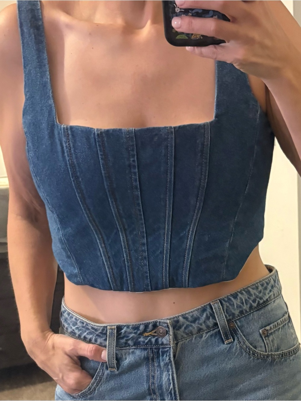 Gianni Bini Michelle Corset Crop Top Blue Size 10